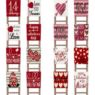 4 piezas, Fundas para sillas del Día de San Valentín, Rojo y blanco con flechas, Regalos del día del amor y la , Decoración de boda campestre y del hogar