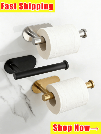 Stainless Steel Paper Towel Holder, Modern Solid Paper Towel Holder For Bathroom, Paper Towel Holder Stainless Steel Toilet Paper Holder Roll Holder No Punch Bathroom Wall Mounted Toilet Bathroom Paper Towel Rod, Valentine's Day Gift.Toilet Paper Holder For Bathroom, Non-Marking Sticker No Punch Design.Gift For Women.