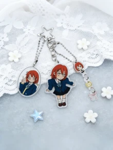 K-ON！可爱卡通少女亚克力钥匙扣，包包装饰挂件，ACG音乐粉丝礼物 - 彩色 - 查看 11