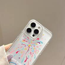 Fireworks and moon Pattern, suitable for smartphone cases, compatible with Apple 17Pro, 17Promax, 12ProMax, 13ProMax, Apple 16, Apple 15ProMax, Apple 11Pro, Apple 14Plus, and Apple 16E. - transparente - Ver 3