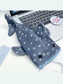 Estojo de Lápis Criativo de Tubarão, Estojo de Lápis com Formato de Panqueca Engraçado, Uso Multifuncional, Bolsa de Armazenamento Fofa e Multiuso, Estojo de Lápis, Itens de Volta às Aulas, Itens da Temporada Escolar, Artigos de Papelaria - Multicolorido - Visão 2