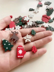 20/30/40/50 buc. nasturi din lemn pentru Crăciun, decorațiuni DIY asortate pentru confecționarea de felicitări, scrapbooking, decorare - modele mixte de fulgi de zăpadă, copaci, reni, mănuși