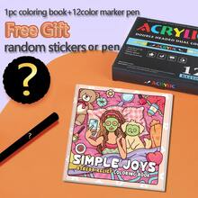 [كتاب تلوين للتخفيف من التوتر مرسوم باليد] البهجة البسيطة للشفاء والاسترخاء 24 صفحة | تتبع للمبتدئين + رسومات مبسطة للتخفيف من التوتر، كتاب تلوين للبالغين والمراهقين، تصاميم استرخاء بسيطة ولكن كبيرة، شخصيات حيوانات جميلة للتخفيف من التوتر، مناسب للقرطاسية ولوازم المدرسة، هدية رائعة للبنات، عيد الحب، رأس السنة - أفراح بسيطة - مشاهدة 15