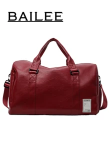 BAILEE 1个新款时尚大容量多功能纯色防水耐用PU皮革旅行包，带干湿分离隔层和独立鞋仓，男女皆宜，适用于度假、运动、商务旅行、返校及各种场合，可用作行李箱、过夜包、健身包、旅行包、周末包、手提包、大学包、行李袋、周末旅行包、医院包、冬季包。