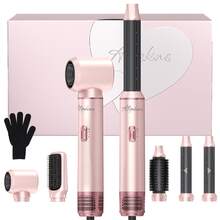 ATOPSKINS 5-In-1 Multi-Functional Styling Tool (Hot Air Brush + Auto Curler) | 5 Detachable Replacement Heads + 3 Temperature Settings | Auto Curling, Create Salon-Level Curls/Waves/Straight/Smooth Styles | Volumize Bangs, Boost Root Volume, Say Goodbye To Frizz | Customizable Styling, Create Layers/Inward Curls | Suitable For All Hair Types - EU F Type Plug(220-240V) - View 10