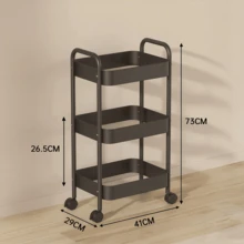 Carrito Organizador De Multifunción Con Ruedas,Carrito de Almacenamiento Metálico de 3 Niveles con Ruedas, Carrito multifuncional, pequeño estante para cochecito de bebé, práctico estante de almacenamiento para carrito de cocina adecuado para dormitorio, sala de estar, cocina y oficina. - Negro - Ver 5