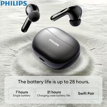 PHILIPS 飞利浦 TAT1320 轻巧无线耳机，蓝牙 6.0，迷你无线耳塞，运动耳机，通勤耳机，时尚耳机，高品质音频，符合人体工学设计，便携式音频设备，降噪功能，适合学生和通勤人士使用。 - 白色 - 查看 4