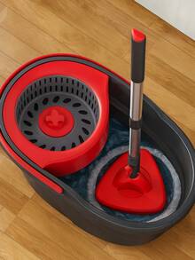 Trapeador Mágico Giratorio 360° con Cubeta Exprimidora de Pedal, Set de Limpieza Profunda de Microfibra para Pisos, Madera y Azulejos + 2 Repuestos GRATIS - Negro - Ver 7