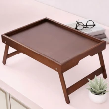 1 pièce Plateau de lit en bambou avec pieds pliables, bureau pour ordinateur portable 30*40cm, convient pour la cuisine, le canapé ou l'espace de travail, idéal pour les cadeaux de remise des diplômes, les présents de pendaison de crémaillère - Multicolore - Voir 9