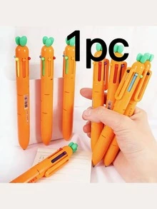 Caneta Gel Retrátil com Formato de Cenoura 6 em 1, Tinta Preta de Secagem Rápida 0,5mm, Corpo de Plástico Leve, Escrita Suave para Escritório, Diário e Presente para Amantes de Gatos, Papelaria Novidade, Design Criativo, Material Durável, Ideal para Trabalhadores de Escritório - Multicolorido - Visão 8