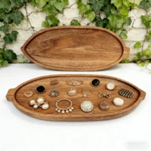 High Quality Wooden Jewelry Display Tray - Acacia Wood Ring, Earring, Bracelet, Necklace Stand, Elegant Presentation For Your Best Creations, Jewelry Tray - Brown - View 11