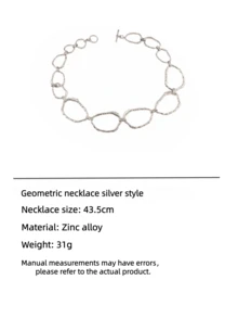 1 件时尚几何不对称圆形装饰项链，适合女性日常和派对佩戴