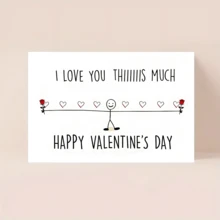 1pc Funny Love Card, Valentine's Day Card, Christmas Card, Gift, Birthday Card, "I Love You This Much", "Merry Christmas", Small Business Supplies, Thank You Card, Gift, Express Love, Suitable For Friends, Husband, Boyfriend, Wife, Girlfriend, Family, Siblings, Parents, Partner, Colleagues, Classmates, Loved Ones, Father, Mother, Suitable For All Occasions, Christmas Gift - Multicolor - View 11