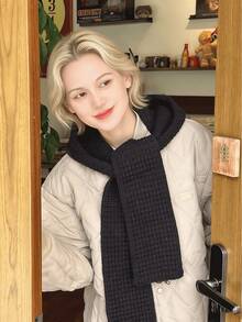 Women's Fashion Solid Color Twist Knit Hooded Scarf Shawl, Beautiful Hooded Scarf For Cosplay, Ideal Halloween, Comic-Con, Renaissance Accessory, Perfect For Kylo Costumes, Cosplay, Dating, Going Out, Skiing, Skating, Camping, Hiking, Hiking,Pasamontañas - Multicolor - View 3