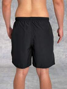 Bermuda Tactel Elastic Sports Shorts With 3 Pockets For Running And Gym Beach - 黑色 - 查看 6