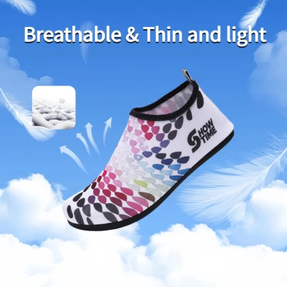 Multicolor Floral Print "SHOW TIME" Casual Slip-On Shoes, Colorful Style, Lightweight & Breathable Design, Combining Comfort Of Casual Shoes And Convenience Of House Slippers, Suitable For Relaxing At Home, Pool Activities, And Short Trips, Unisex Fashionable Shoes, Eye-Catching Daily Essential