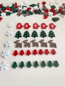 20/30/40/50 buc. nasturi din lemn pentru Crăciun, decorațiuni DIY asortate pentru confecționarea de felicitări, scrapbooking, decorare - modele mixte de fulgi de zăpadă, copaci, reni, mănuși