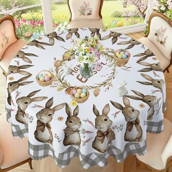 1 st/36 st kakifärgad buffelpläd påskduk med glad påskmotiv, påskhareägg och lantlig design, vår- och sommardekoration, påskgåva, perfekt för inomhus- och utomhusdekoration/påskfest och heminredning, påskdekor, lantlig dekoration