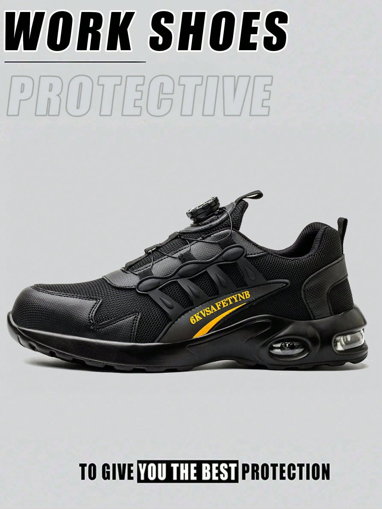 Men's Steel Toe Athletic Shoes, Rotating Button Design, Breathable & Lightweight Anti-Smash Anti-Puncture Women's Work Shoes, Work Shoes