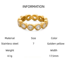 VKHK 1 件 18K 镀金不锈钢水滴心形锆石装饰单戒指，适合女性日常和婚礼佩戴，礼物 - 彩色 - 查看 17