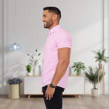 Men's Slim Fit Cotton Button-Down Dress Shirt - Baby Pink - View 2