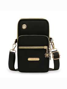 Women's Phone Pouch, Wristlet Pouch, Multifunctional Small Bag (Suitable For Women's Phones), Fashion Zipper Wallet, Casual Clutch, Multifunctional Phone Bag, Wristlet Pouch, Small Crossbody Bag, Multi-Zipper Metal Decor Phone Shoulder Bag, Portable Handbag, Arm Pouch, Linen Material Phone Bag - Multicolor - View 3