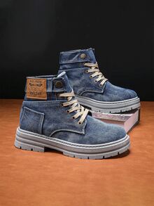 Men's Commuting-Exclusive Casual Sports Shoes, Straight PU Upper Maintains Neat Shoe Shape Without Sloppiness, Non-Slip Rubber Sole Adapts To Office Tiles And Community Roads, Unobtrusive At Work, No Shoe Change For Post-Work Sports - Shoes For Men - 藍色 - 查看 3
