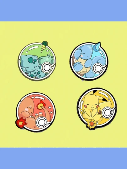 畅销卡通圆形皮卡丘系列胸针徽章，适合装饰铅笔盒、防闪光纽扣、派对服装、生日礼物，多种场景可用！