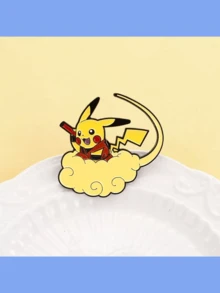 1枚皮卡丘云朵版胸针别针，可作包扣、服装装饰、派对装饰小礼物、学生生日礼物，适合多种场合 - 彩色 - 查看 3