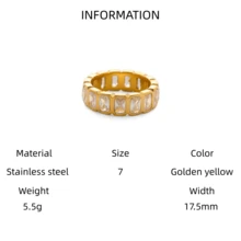 VKHK 1 件 18K 镀金不锈钢水滴心形锆石装饰单戒指，适合女性日常和婚礼佩戴，礼物 - 彩色 - 查看 12