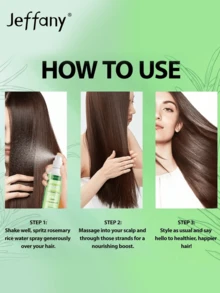 3.38 Oz Rosemary & Rice Hair Strengthening Mist, Thick Hair Spray Infused With Rosemary Oil, Rice Extract, Biotin & Hair Nourishing Essence, Softens, Smoothens, Moisturizes Dry, Damaged Hair, Repairs Split Ends, Strengthens Hair, Scalp Care, Deep Hydration, Anti-Frizz, Heat Protection, Keratin Formula, Quick Absorbing Suitable For All Hair Types - Mint Green - View 11