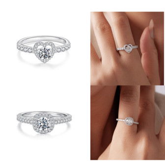  Bamoer 0.5ct Moissanite Ring 925 Sterling Silver Women's Engagement/Wedding/Anniversary/Valentine's Day Gift, Accompanied By Moissanite Certificate And Exquisite Gift Box Luxury High-End Jewelry Gift Bride's Jewelry