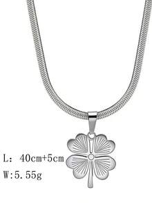VceTd Stainless Steel Four-Leaf Clover Shaped Pendant Necklace, Suitable For Women's Daily Wear Valentines,Mom,Mother,Mother's Day,Gift - Silver - View 2