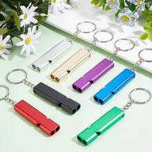 7件套紧急求生哨，超响亮哨子，带钥匙扣，适用于户外露营、徒步旅行、划船、背包旅行和运动活动 - 彩色 - 查看 2