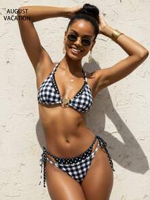 August Vacation Women's 2-In-1 Bikini Swimsuit, Random Print Beach Vacation Swimwear, Summer - Multicolor - View 3