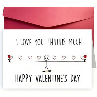 1pc Funny Love Card, Valentine's Day Card, Christmas Card, Gift, Birthday Card, "I Love You This Much", "Merry Christmas", Small Business Supplies, Thank You Card, Gift, Express Love, Suitable For Friends, Husband, Boyfriend, Wife, Girlfriend, Family, Siblings, Parents, Partner, Colleagues, Classmates, Loved Ones, Father, Mother, Suitable For All Occasions, Christmas Gift