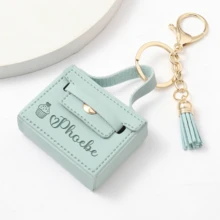 Personalized Mini Wallet & Keychain - Customizable Cute Genuine Leather Mini Wallet, Card Holder, Mini Purse, Personalized Bag Accessory, Custom Name Mini Wallet, Portable Coin Pouch, Daily Gift, Gift For Her, Valentine's Day Gift - Multicolor - View 5