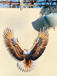 16-Inch Large Soaring Metal Eagle Wall Decor, European & American Style, Suitable For Yard, Garden, Living Room, Bedroom, Outdoor Fence Decoration - Holiday Party Decor, Perfect Gift For Family And Friends - Mocha Brown - View 4