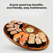 Nordic Minimalist Wooden Serving Tray, Made Of Solid Hardwood, Built-In Cup Holders/Dipping Sauce Compartments - No Assembly Required, Dishwasher - Suitable For Home, Restaurant, Wedding, Picnic Party, Patio, Catering - For Cheese, Appetizers, Steak, Desserts - Can Be Used As A Service Tray, Tiered Ramadan Decor Tray, Restaurant Serving Platter, Rustic Wooden Platter, Charcuterie Board, Kitchen Accessory - Brown - View 2