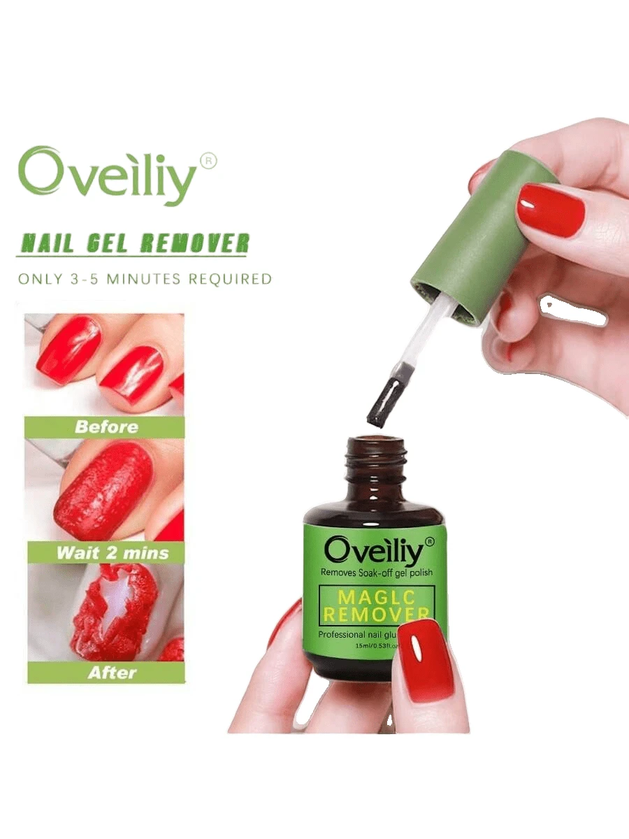 Oveiliy 15ml 速干指甲凝胶卸甲液，UV凝胶指甲油魔法爆裂卸甲凝胶，3-5分钟轻松卸除凝胶，凝胶指甲油套装，凝胶指甲油脱脂剂，美甲，家庭沙龙，女士美甲礼物 - 無色 - 查看 1