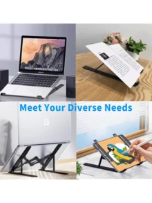 Ergonomic Laptop Stand, Adjustable Aluminum Alloy Foldable Portable Laptop Holder, 7-Level Adjustable Portable 3-Fan Cooling Laptop Stand With Extendable Phone Holder, Suitable For Any Laptop