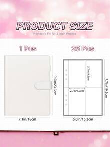 25pcs/50sheets A5 6-Ring Binder Sleeves, 2.5x3.5" Photo Pockets, Double-Sided 4-Pocket Page Protectors, Ultra Clear Trading Card Sleeves - Transparent - View 4