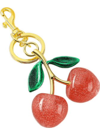 1pc Cherry Bag Charm Purse Charms Keychain- Car Cherry Accessories Keychian Gifts For Women Christmas Gifts For Women Valentine Bag Gifts For Women (Size 4.3inches/10.92cmX2.6inches/6.6cm Cherry Size 1.18inches/3cm)