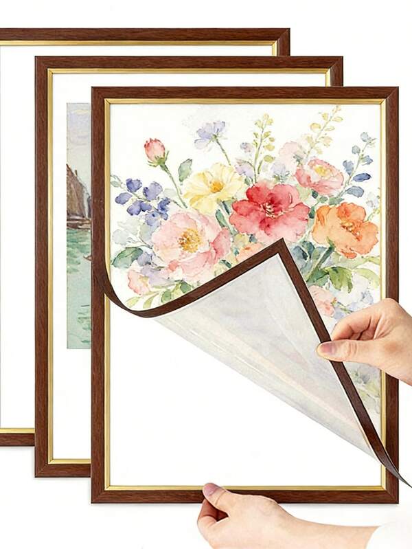 3/6/9pcs Magnetic A4/A3 Poster Frames, Reusable Gold/Silver/Black Picture Display Stands, Suitable For Wall, Office, Home Decor, Modern Gallery, Hanging Hooks For Photos, Artwork, Certificates, Office Wall Magnetic Photo Frames