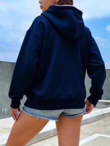 Sudadera con Capucha para Mujer - Estilo Oversize, Cómoda y a la Moda - azul real - Ver 2