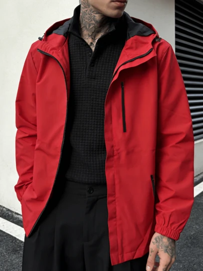 Men's Fashion Casual Classic Versatile Zip-Up Hooded Jacket