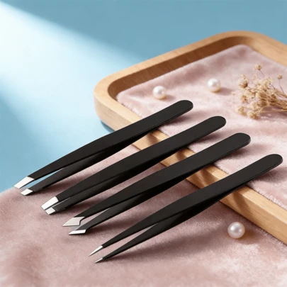 4pcs Eyebrow Tweezers Set,Eyebrow Tweezers, A Precision Brow Shaping Tool For Plucking Ingrown Hairs, Thorns And Facial Hair