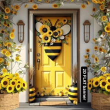 2D flaches Bienen-Themen Banner, dekoratives Banner mit Sonnenblumen-Muster für Fotobox Hintergrund, Innen- und Außenparty Dekorationszubehör
