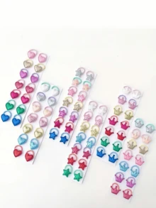 14 chiếc dây buộc tóc hình trái tim, ngôi sao, vương miện lấp lánh dễ thương dành cho bé gái và thiếu nữ, phụ kiện tóc, không có hộp bìa trắng, sự khác biệt nhỏ về màu sắc là điều không thể tránh khỏi. - Nhiều màu - Xem 3