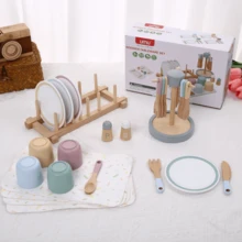 Wooden Kitchen Toys Cookware Pots Pans Cooking Pretend Play Educational Toys, Realistic Kitchen Utensils For Children, Girls